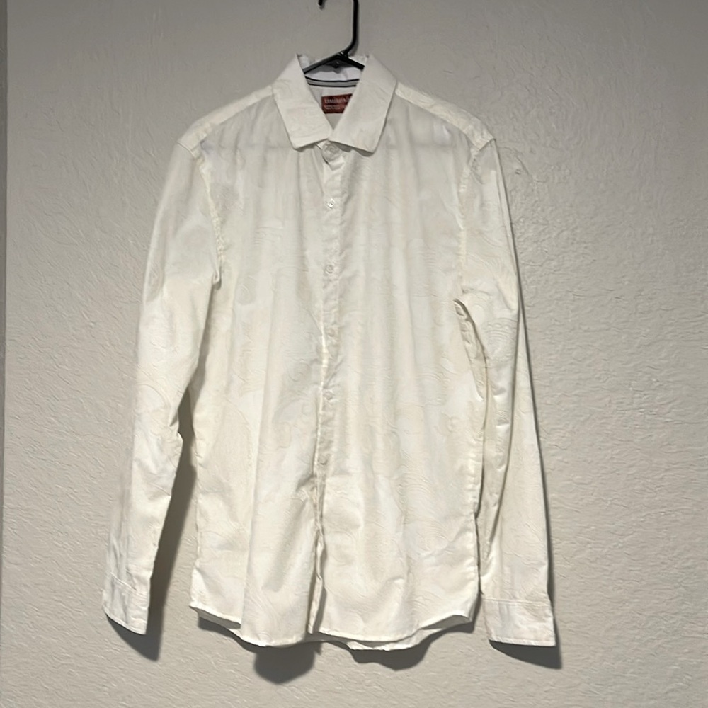 Consequence large antique white long sleeve button-down shirt